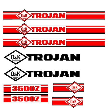 Aftermarket Trojan Wheel Loader 3500 Black And Red Decal Set with O And K Decals TRO3500DECALSET